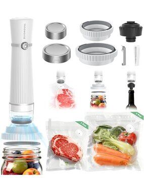 3-in-1 Handheld Vacuum Sealer for Food Storage - Bags, Jars & Wine Bottles
